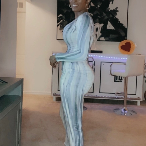 Shades Of Color Sexy V Neck Maxi Dress-Grey Multi - Picture 5 of 7